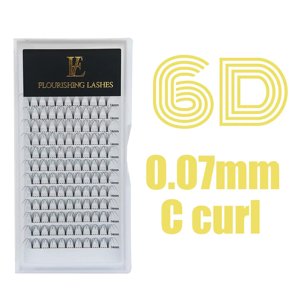 5D Short Stem Premade Volume  Eyelash Extensions 0.07 0.10mm Natural Soft Fiber Fans D 3D 6D Made Korean PBT Ultra Black Lashes