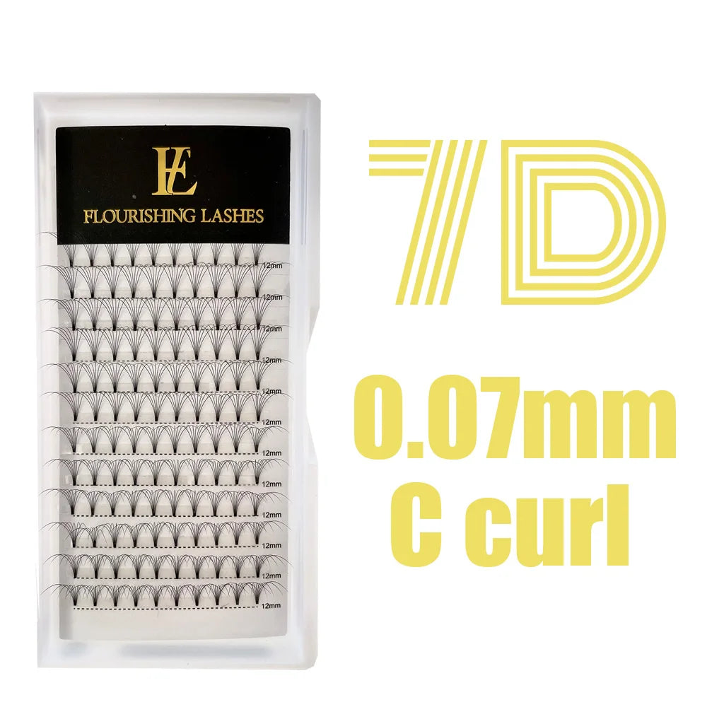 5D Short Stem Premade Volume  Eyelash Extensions 0.07 0.10mm Natural Soft Fiber Fans D 3D 6D Made Korean PBT Ultra Black Lashes