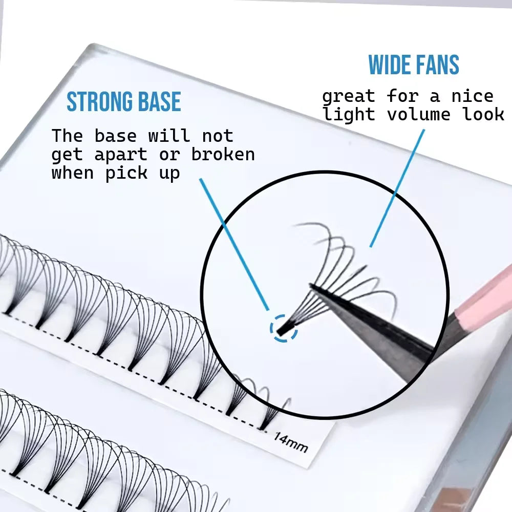 5D Short Stem Premade Volume  Eyelash Extensions 0.07 0.10mm Natural Soft Fiber Fans D 3D 6D Made Korean PBT Ultra Black Lashes