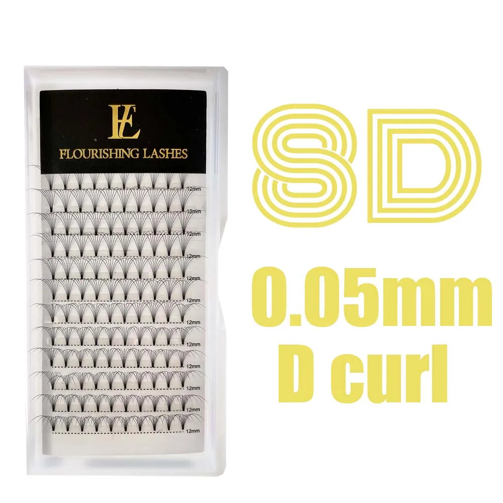5D Short Stem Premade Volume  Eyelash Extensions 0.07 0.10mm Natural Soft Fiber Fans D 3D 6D Made Korean PBT Ultra Black Lashes