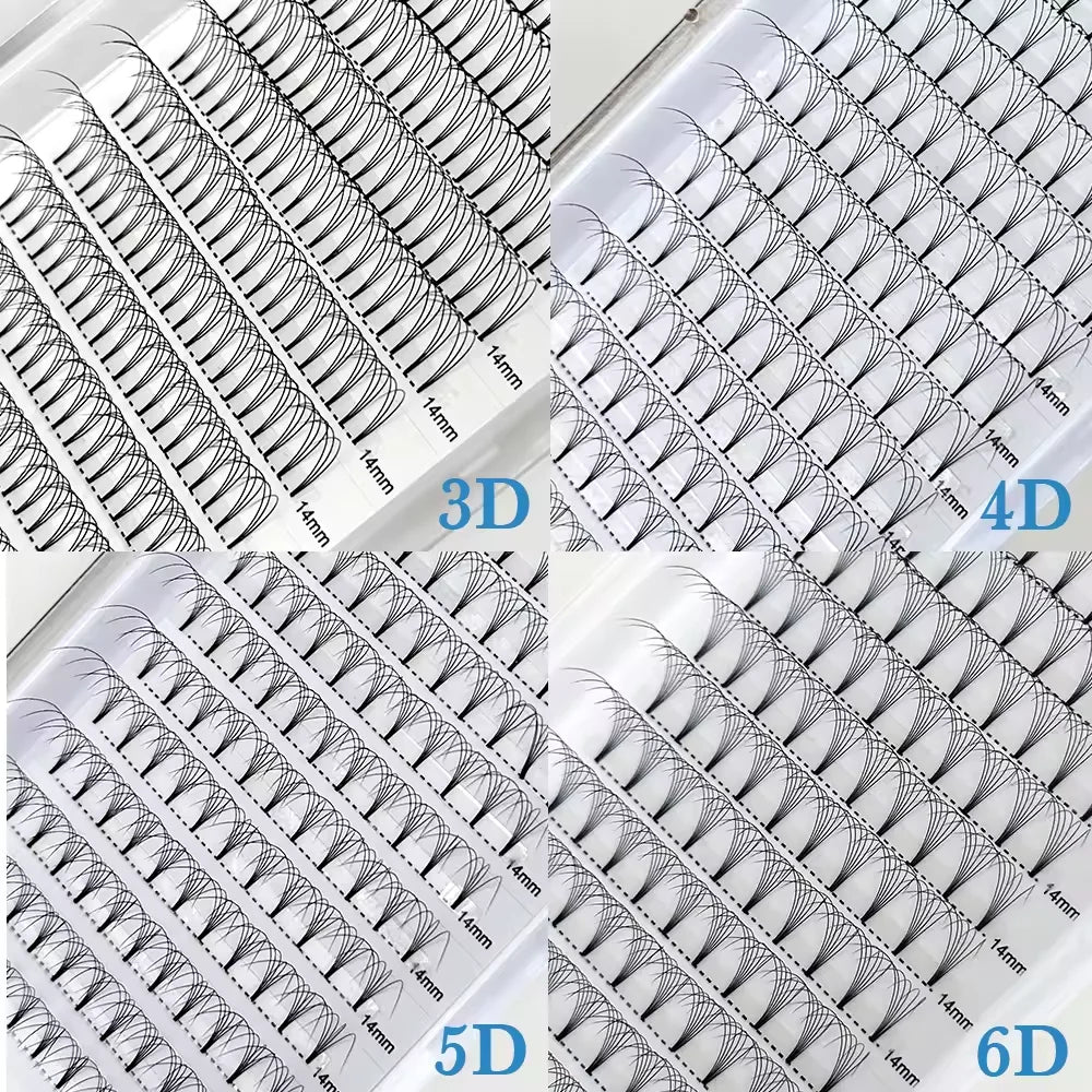5D Short Stem Premade Volume  Eyelash Extensions 0.07 0.10mm Natural Soft Fiber Fans D 3D 6D Made Korean PBT Ultra Black Lashes
