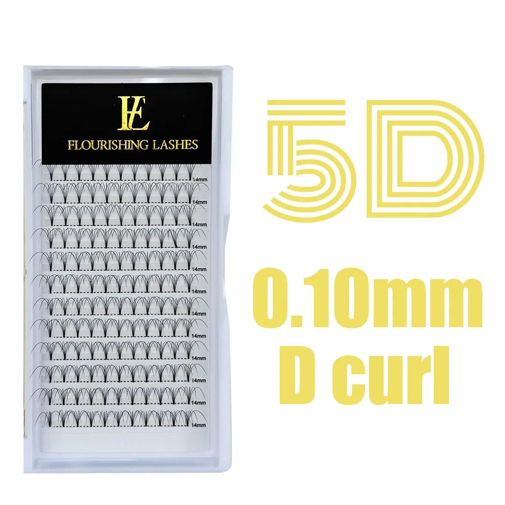 5D Short Stem Premade Volume  Eyelash Extensions 0.07 0.10mm Natural Soft Fiber Fans D 3D 6D Made Korean PBT Ultra Black Lashes
