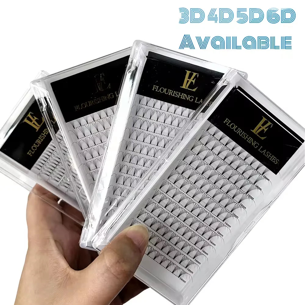 5D Short Stem Premade Volume  Eyelash Extensions 0.07 0.10mm Natural Soft Fiber Fans D 3D 6D Made Korean PBT Ultra Black Lashes