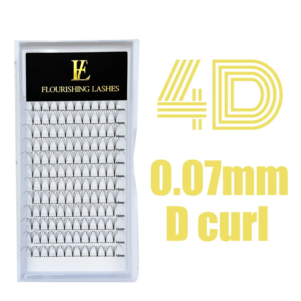 5D Short Stem Premade Volume  Eyelash Extensions 0.07 0.10mm Natural Soft Fiber Fans D 3D 6D Made Korean PBT Ultra Black Lashes