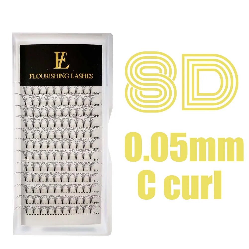 5D Short Stem Premade Volume  Eyelash Extensions 0.07 0.10mm Natural Soft Fiber Fans D 3D 6D Made Korean PBT Ultra Black Lashes