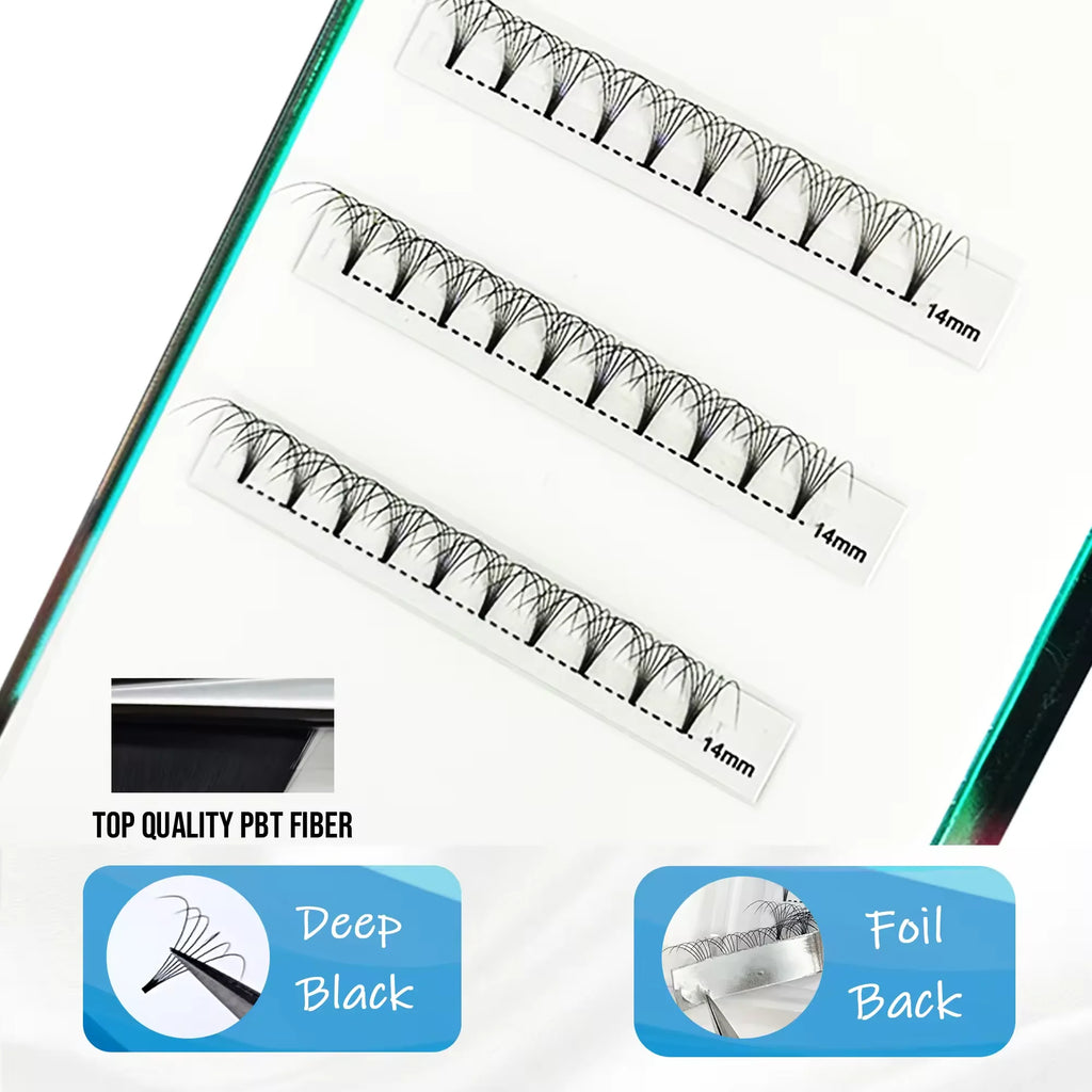 5D Short Stem Premade Volume  Eyelash Extensions 0.07 0.10mm Natural Soft Fiber Fans D 3D 6D Made Korean PBT Ultra Black Lashes