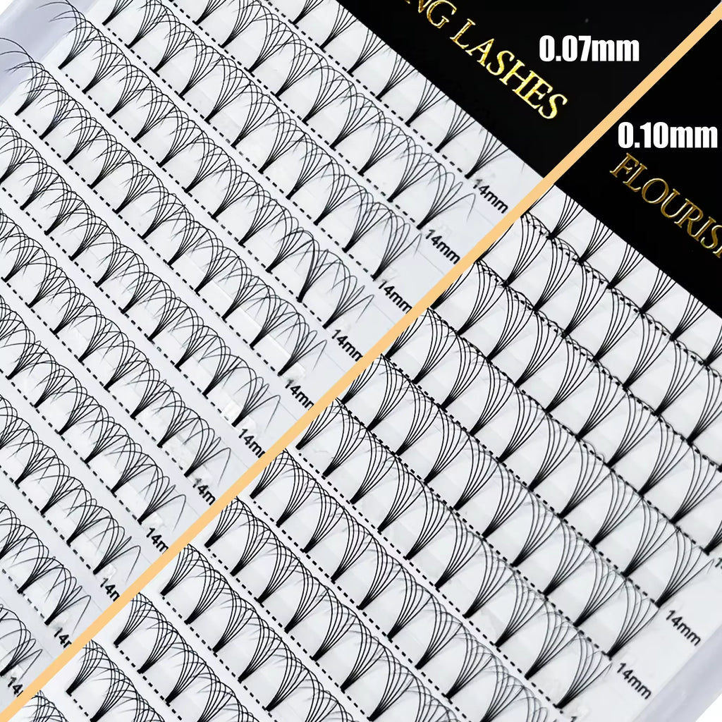 5D Short Stem Premade Volume  Eyelash Extensions 0.07 0.10mm Natural Soft Fiber Fans D 3D 6D Made Korean PBT Ultra Black Lashes