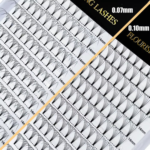 5D Short Stem Premade Volume  Eyelash Extensions 0.07 0.10mm Natural Soft Fiber Fans D 3D 6D Made Korean PBT Ultra Black Lashes