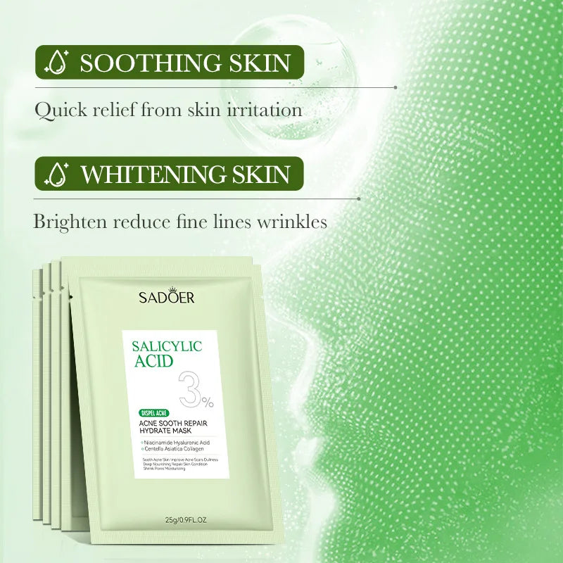 5pcs SADOER Salicylic Acid Face Mask Moisturizing Nourishing Firming Hydrating Facial Masks Face Sheet Mask Skin Care