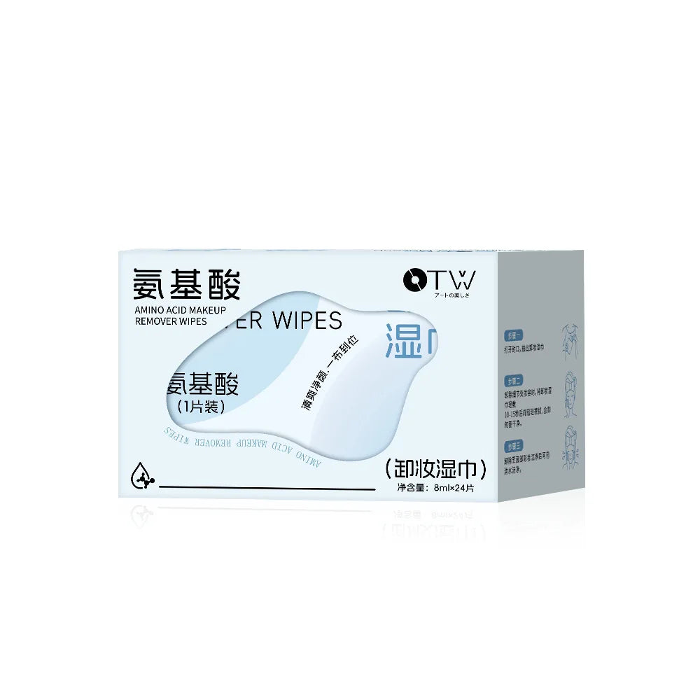 OTW Amino Acid Makeup Remover Wipes Set, Gentle Non‑irritating Green Grape Cleansing Towels, Individually Wrapped Portable