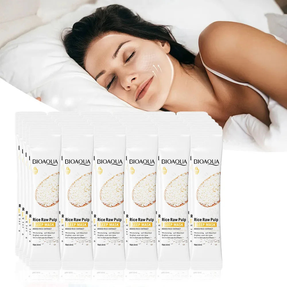 30pcs BIOAQUA Rice Raw Pulp Sleeping Facial Masks Whitening Face Mask Anti Wrinkle aging Moisturizing Face Masks Skin Care