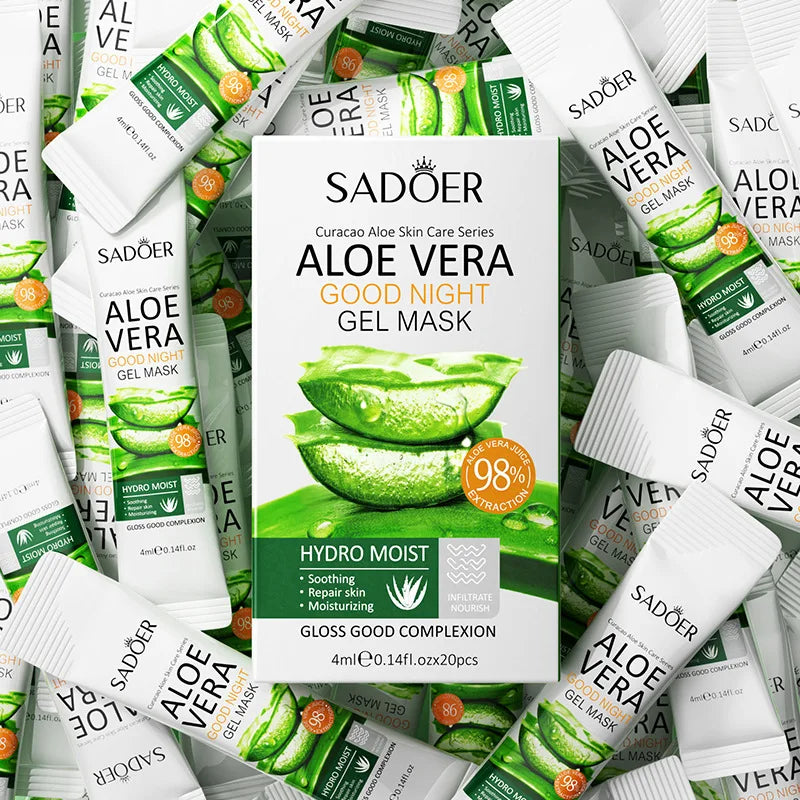20pcs SADOER Aloe Vera Sleeping Facial Masks Moisturizing Anti-Wrinkles Hydrating Anti-Aging No Wash Face Mask Facial Skin Care